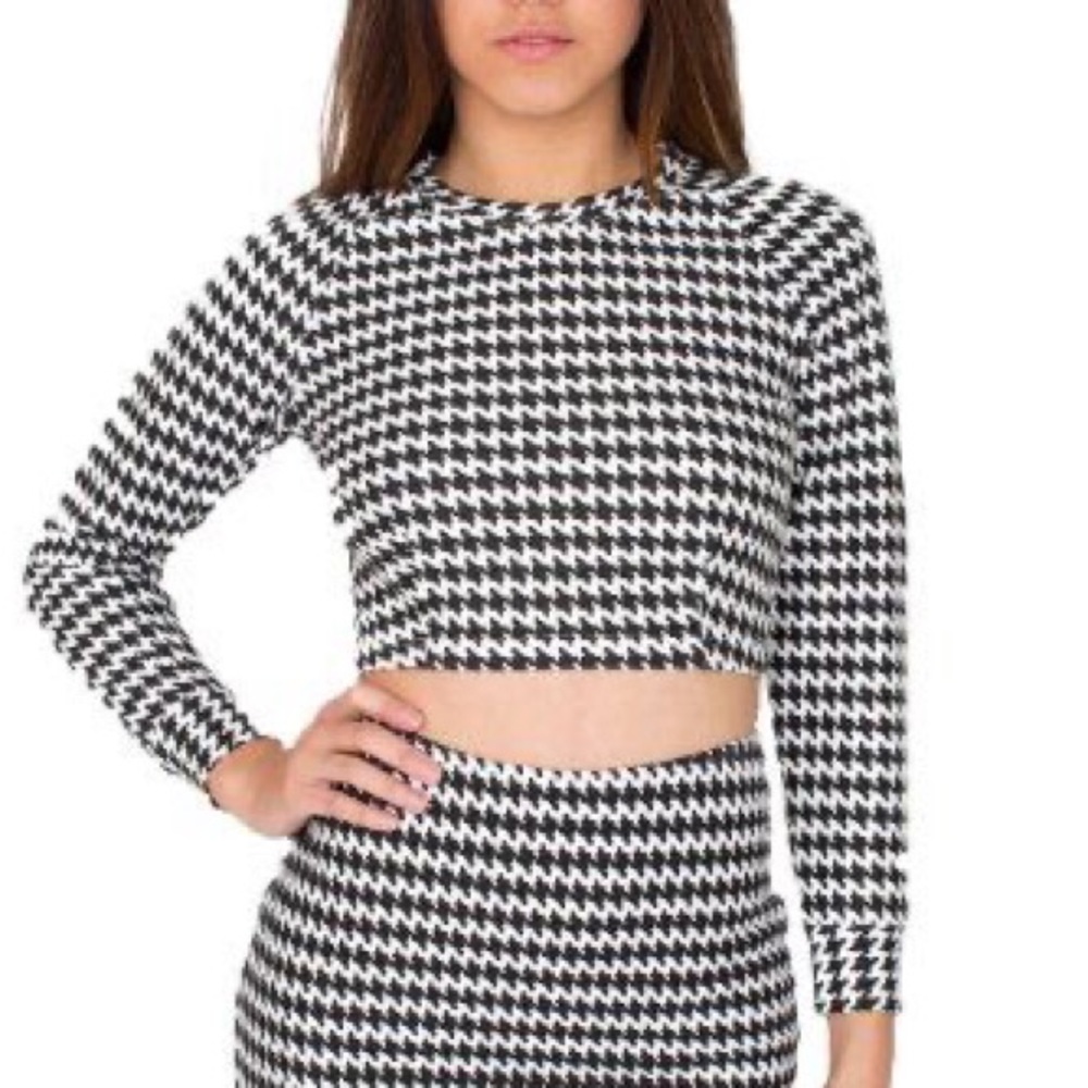 American Apparel houndstooth long sleeve croptop